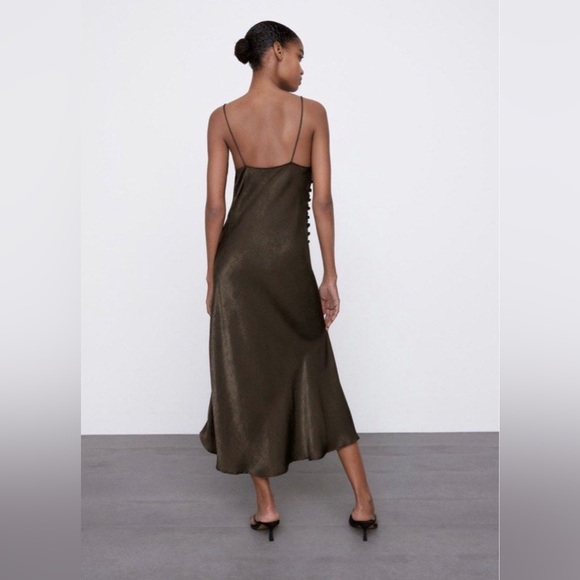 Zara Silky Cowl Neck Midi Dress - Picture 6 of 9
